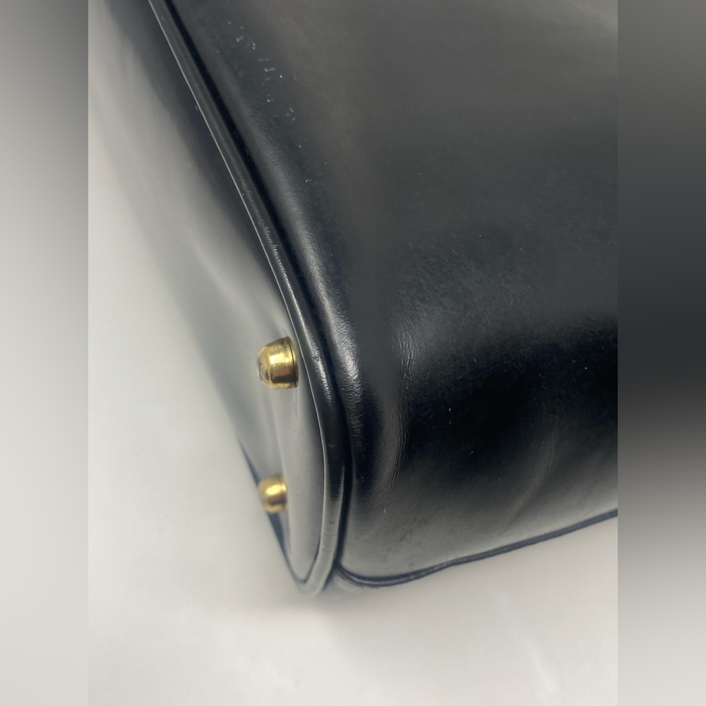 GUCCI Bamboo Clasp Top Hand Bag Leather Black Vintage - Picture 6 of 16